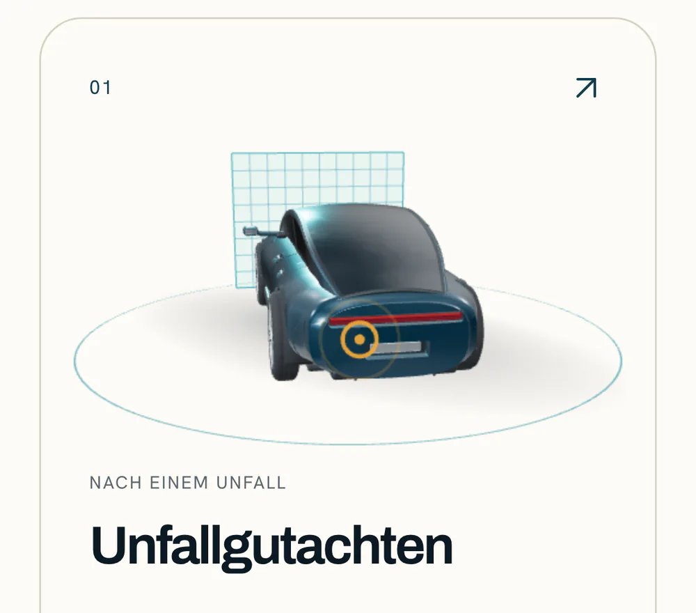 Website gutachten-ruhr24.de am Handy, Abschnitt Drei Wege mit dem eigenen 3D-Fahrzeug.